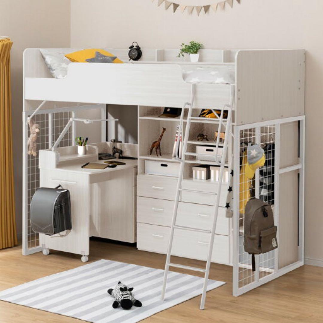 シングルサイズ ロフトベッド 収納付き