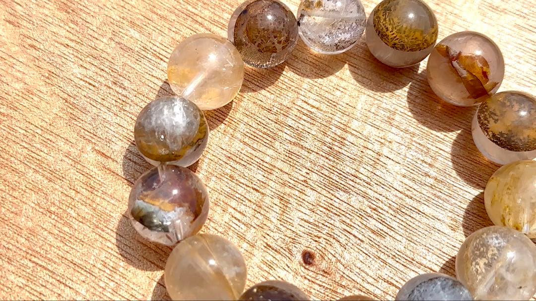 大玉美品！　ライモナイトデンドリティックインクォーツブレス　15mm