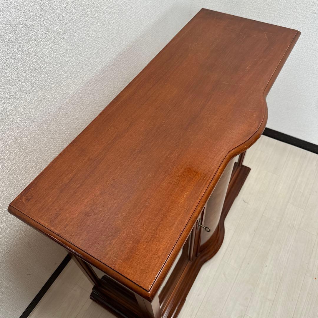 英国 アンティーク調 ガラス キャビネット キュリオケース 飾り棚 象嵌 i4※