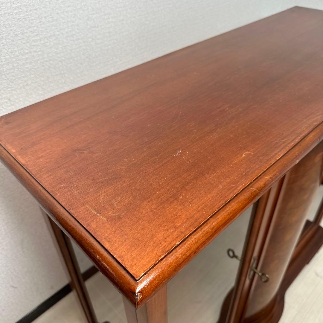 英国 アンティーク調 ガラス キャビネット キュリオケース 飾り棚 象嵌 i4※