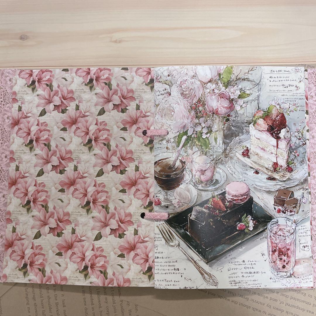 スイーツデザイン レース付き手作りノート コラージュ帳 ジャンクジャーナル雑記帳