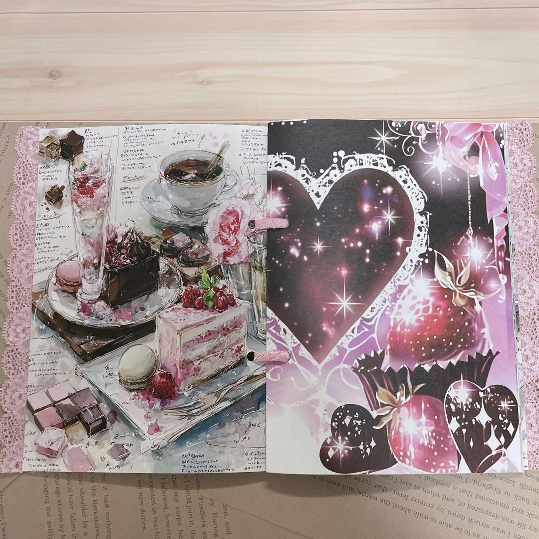 スイーツデザイン レース付き手作りノート コラージュ帳 ジャンクジャーナル雑記帳