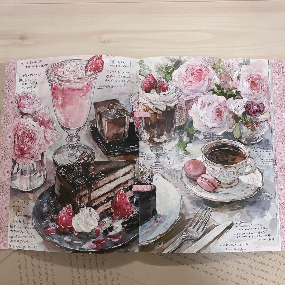 スイーツデザイン レース付き手作りノート コラージュ帳 ジャンクジャーナル雑記帳