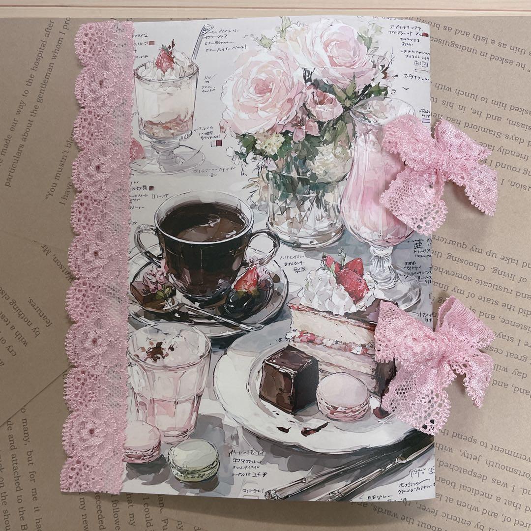 スイーツデザイン レース付き手作りノート コラージュ帳 ジャンクジャーナル雑記帳