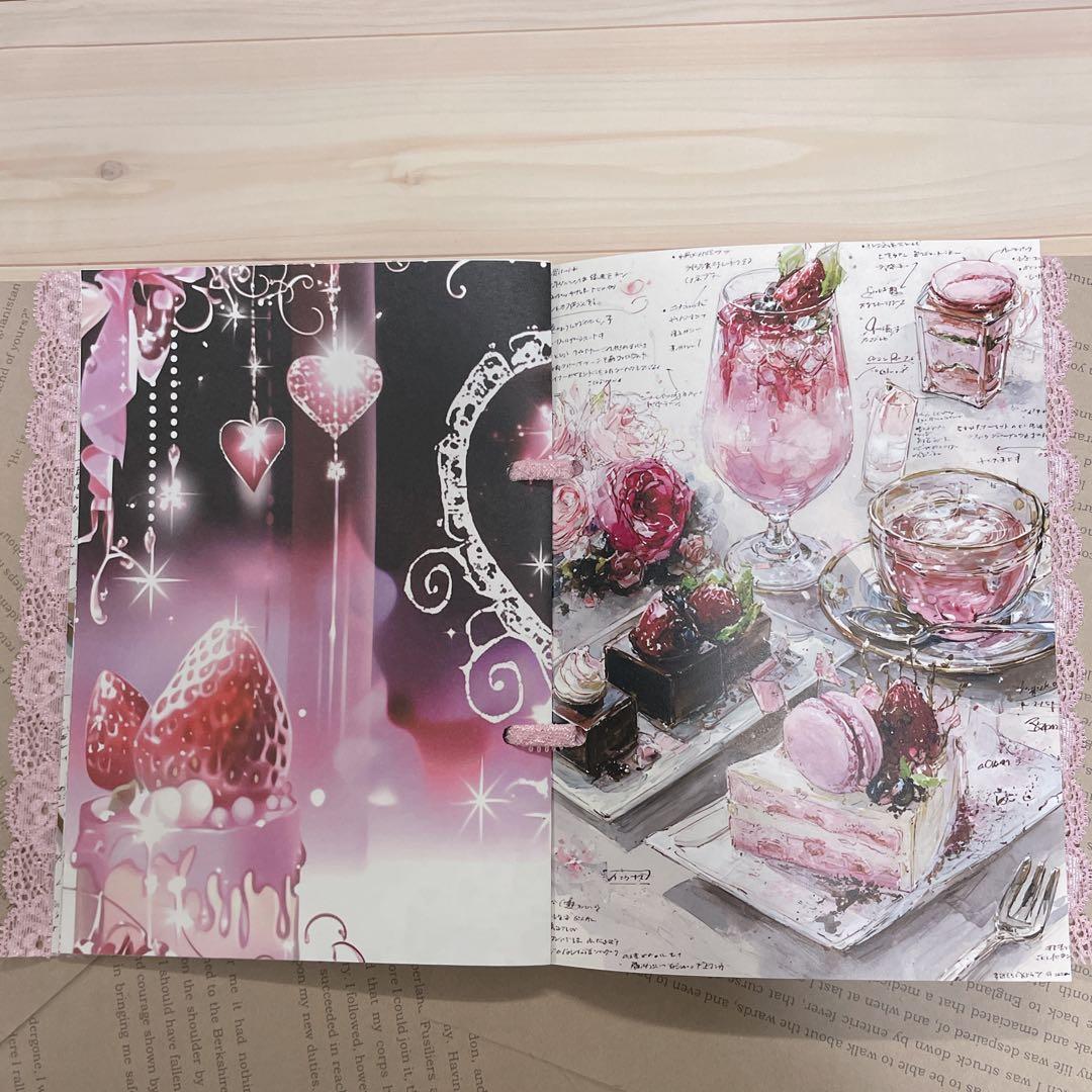 スイーツデザイン レース付き手作りノート コラージュ帳 ジャンクジャーナル雑記帳