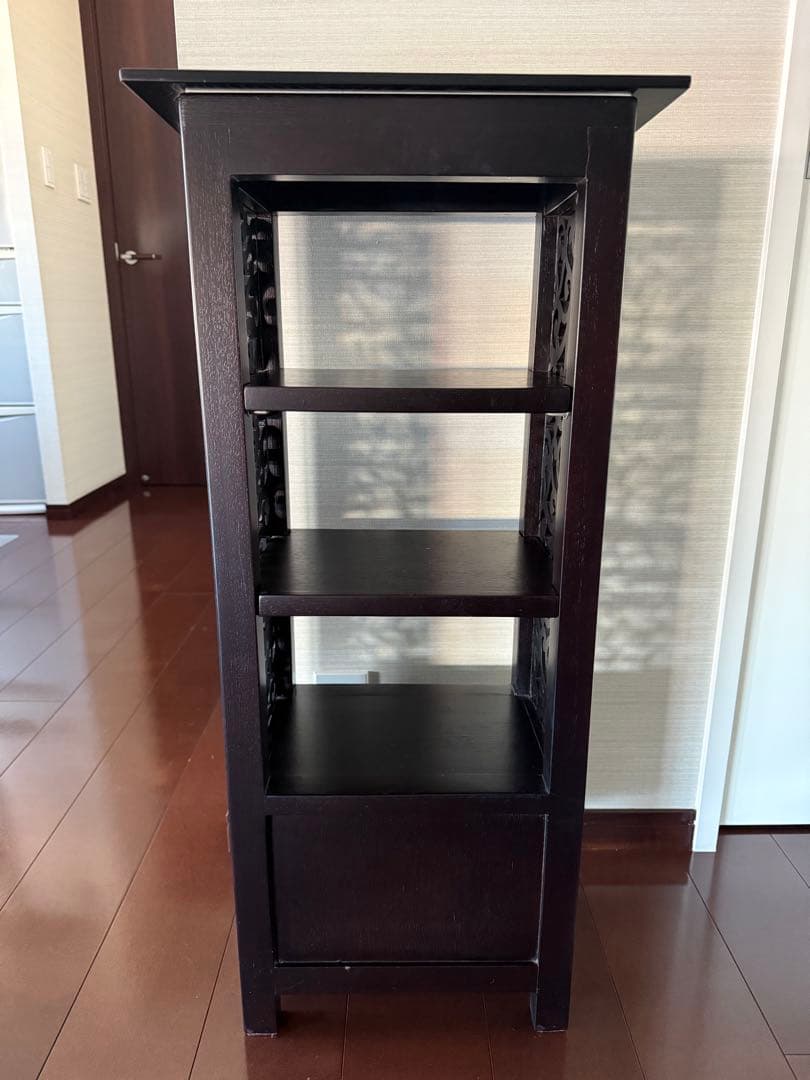 木製ラック 引き出し付き ダークブラウン インドネシア製