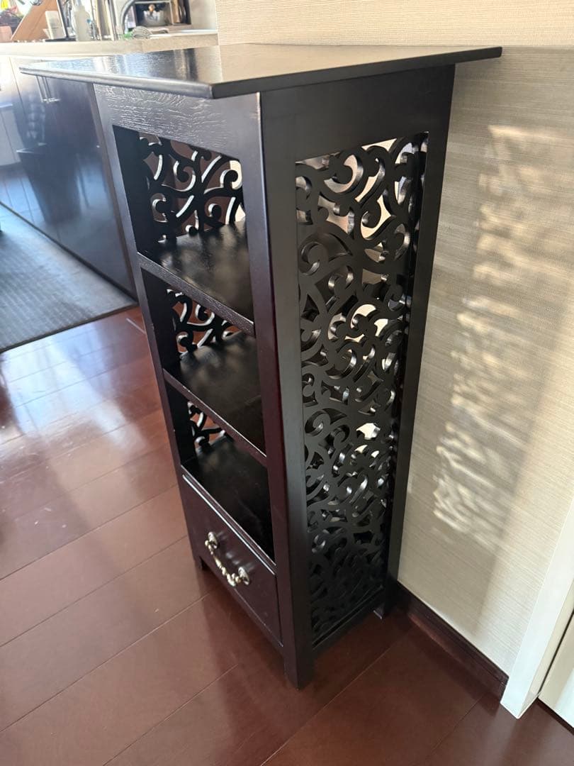 木製ラック 引き出し付き ダークブラウン インドネシア製