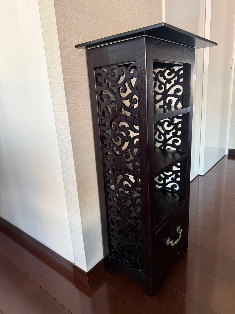 木製ラック 引き出し付き ダークブラウン インドネシア製