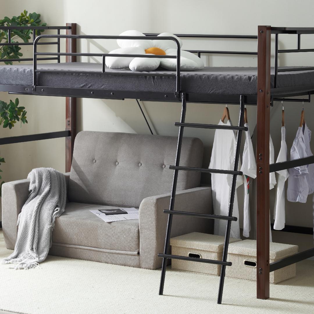 【高さ140cm】ロフトベッド（S）コンセント付き耐荷重150kg　BLACK