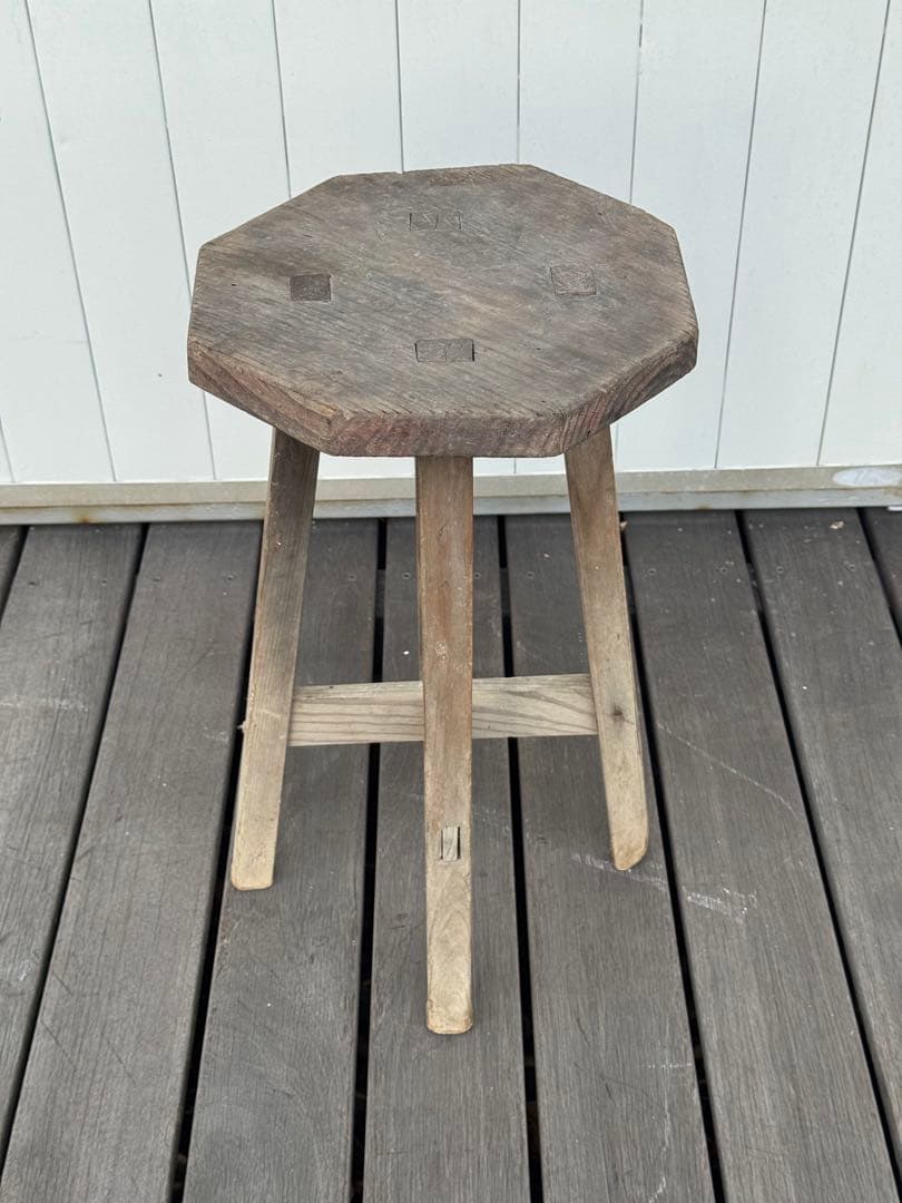 アンティーク ヴィンテージ 古道具 木製 八角形 スツール 昭和レトロ