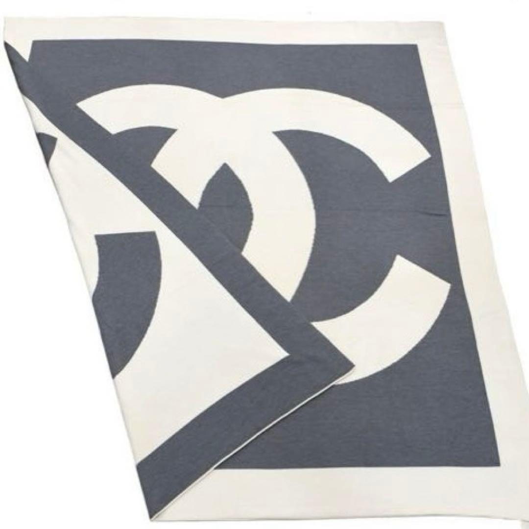 【訳あり】【レア】シャネル ダブルフェイス カシミア混 ロゴブランケット 毛布