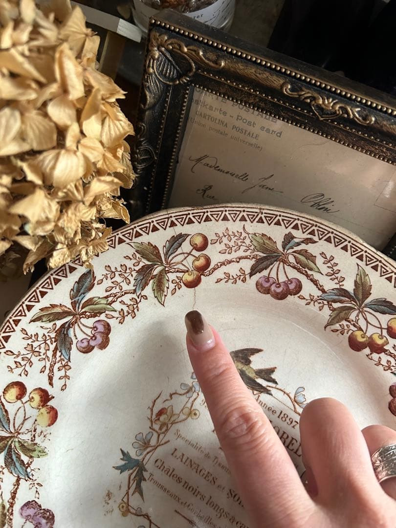 フランスアンティーク ショワジールロワ ツバメ 小鳥 鳥 さくらんぼ