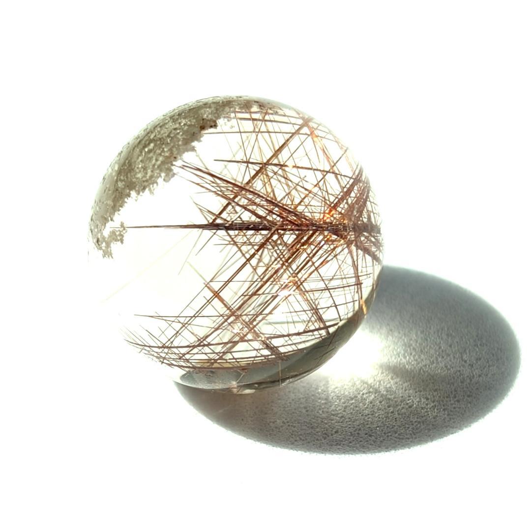 一点物 金運上昇 オブジェ 十字架内包 ブロンズルチル スフィア 16.5mm