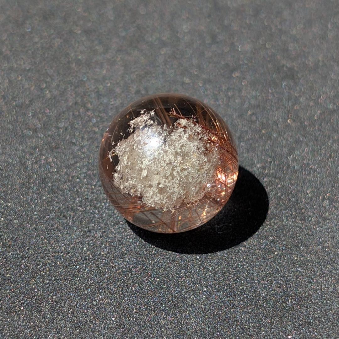 一点物 金運上昇 オブジェ 十字架内包 ブロンズルチル スフィア 16.5mm