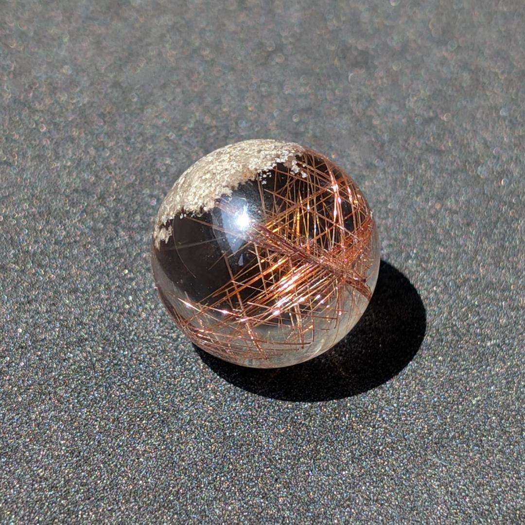 一点物 金運上昇 オブジェ 十字架内包 ブロンズルチル スフィア 16.5mm