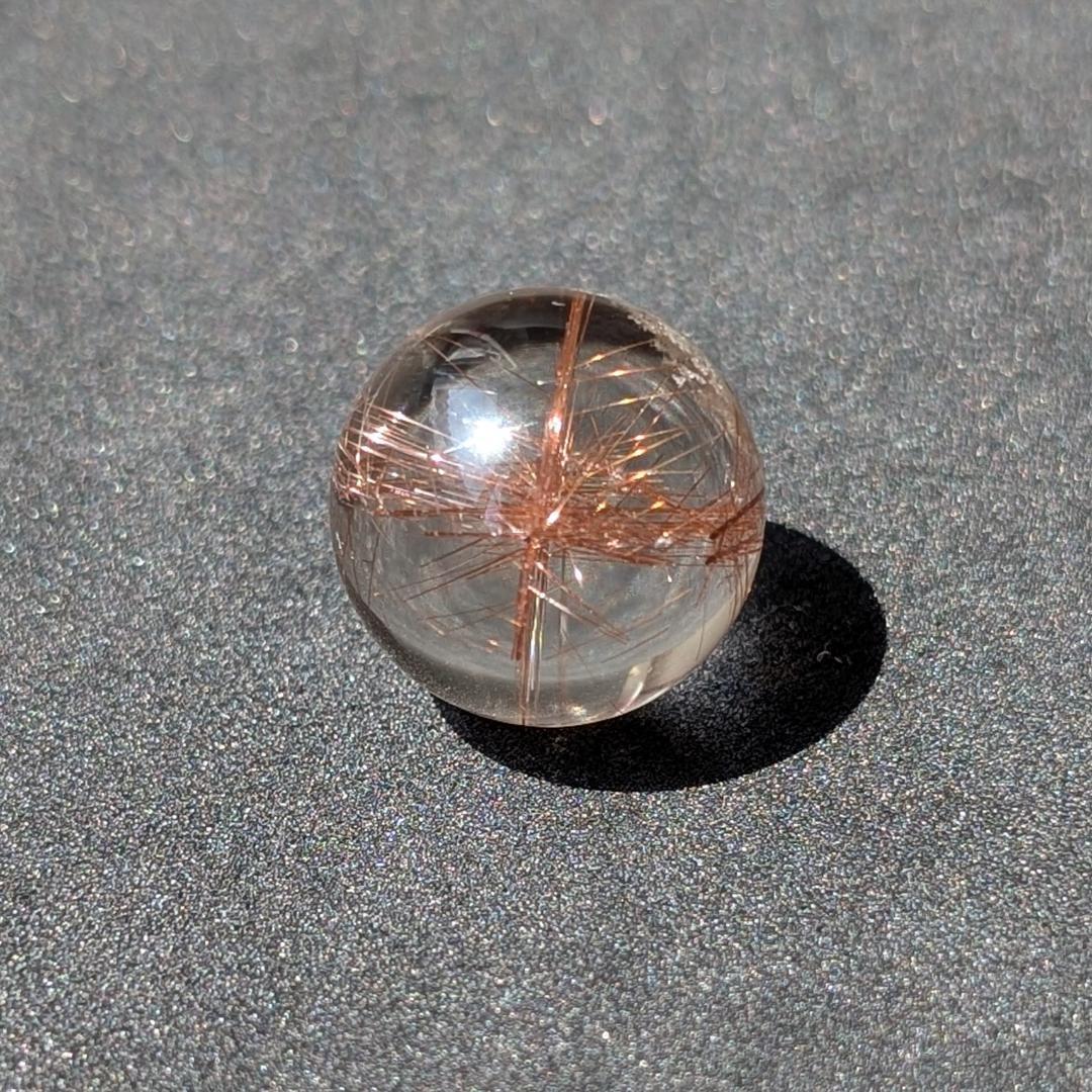 一点物 金運上昇 オブジェ 十字架内包 ブロンズルチル スフィア 16.5mm