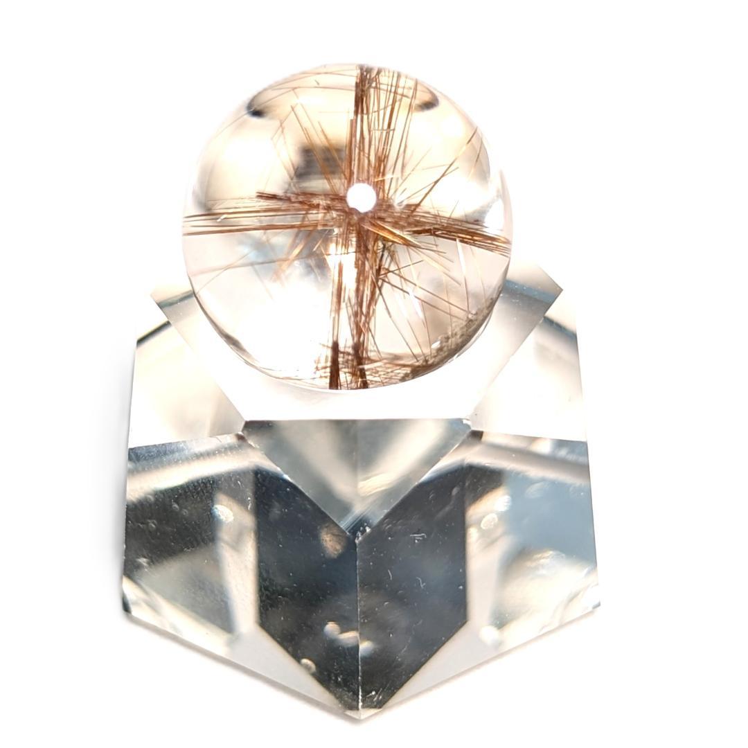 一点物 金運上昇 オブジェ 十字架内包 ブロンズルチル スフィア 16.5mm