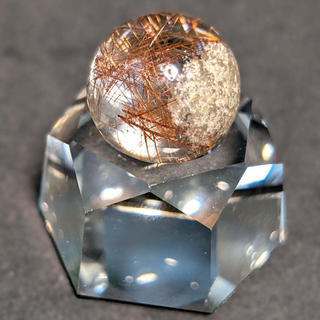 一点物 金運上昇 オブジェ 十字架内包 ブロンズルチル スフィア 16.5mm