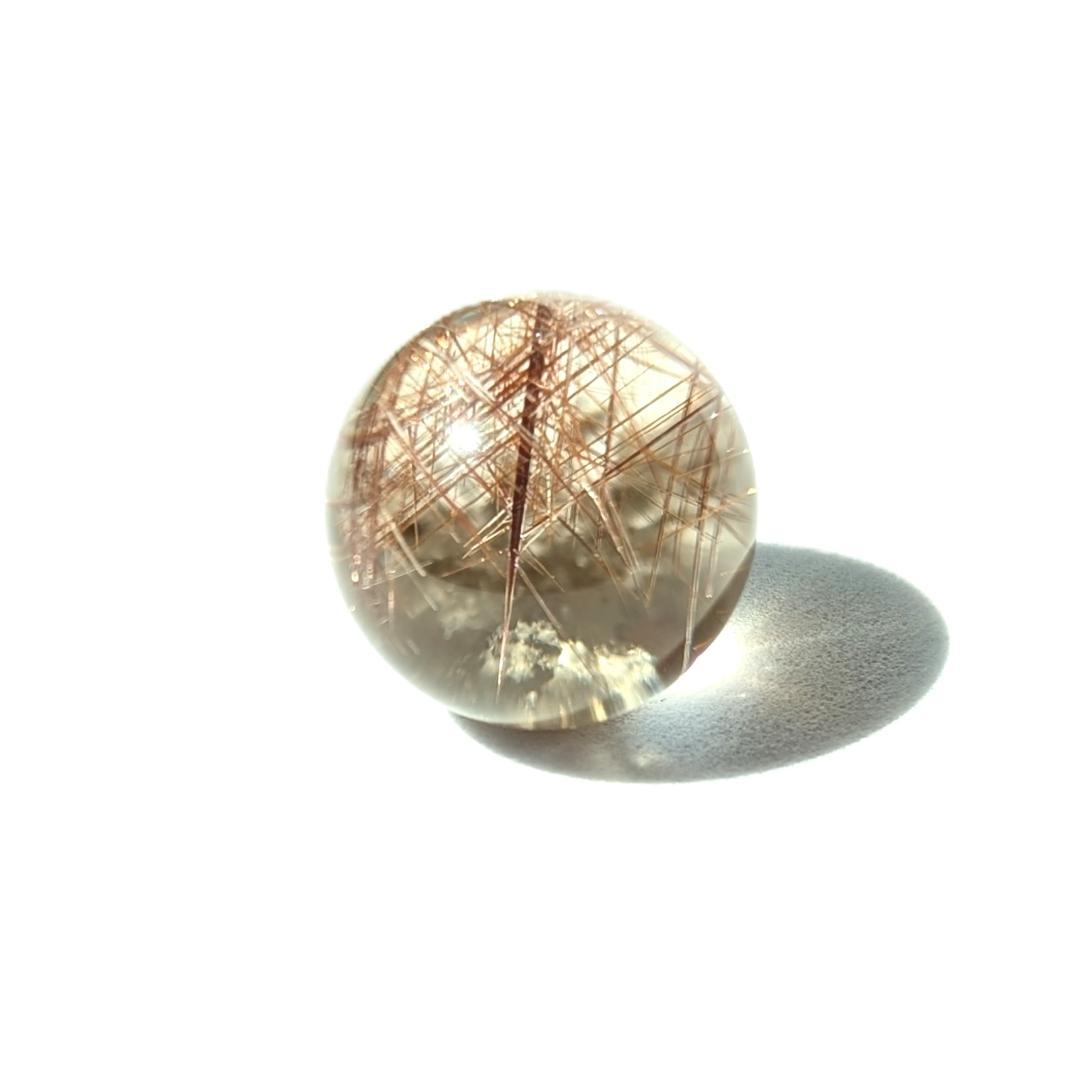 一点物 金運上昇 オブジェ 十字架内包 ブロンズルチル スフィア 16.5mm