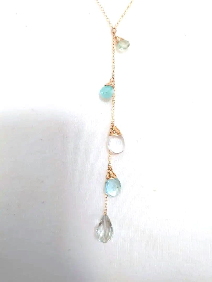 HAWAIIファイティングイール　アクアマリン・ムーンストーン天然石ネックレス