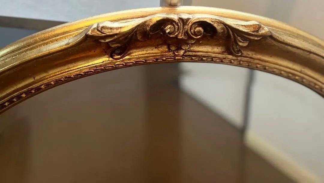 アンティーク 金色 装飾フレームの楕円形 壁掛け鏡