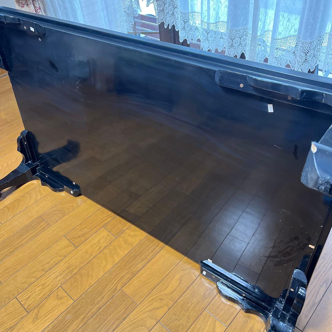 黒漆塗り母貝細工センターテーブル