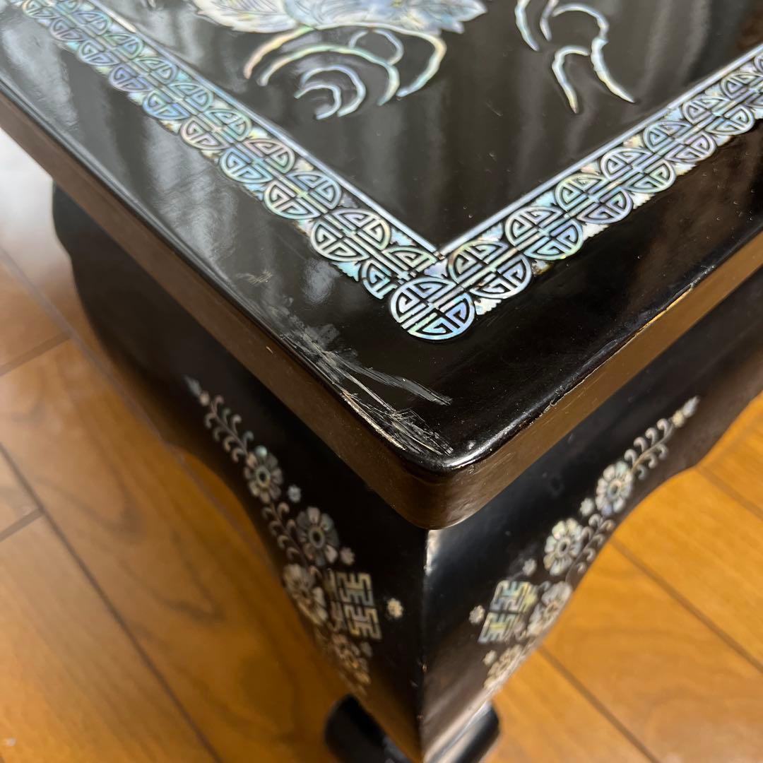 黒漆塗り母貝細工センターテーブル