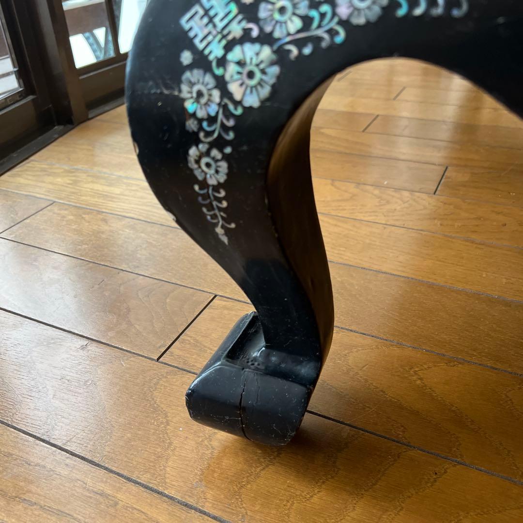 黒漆塗り母貝細工センターテーブル