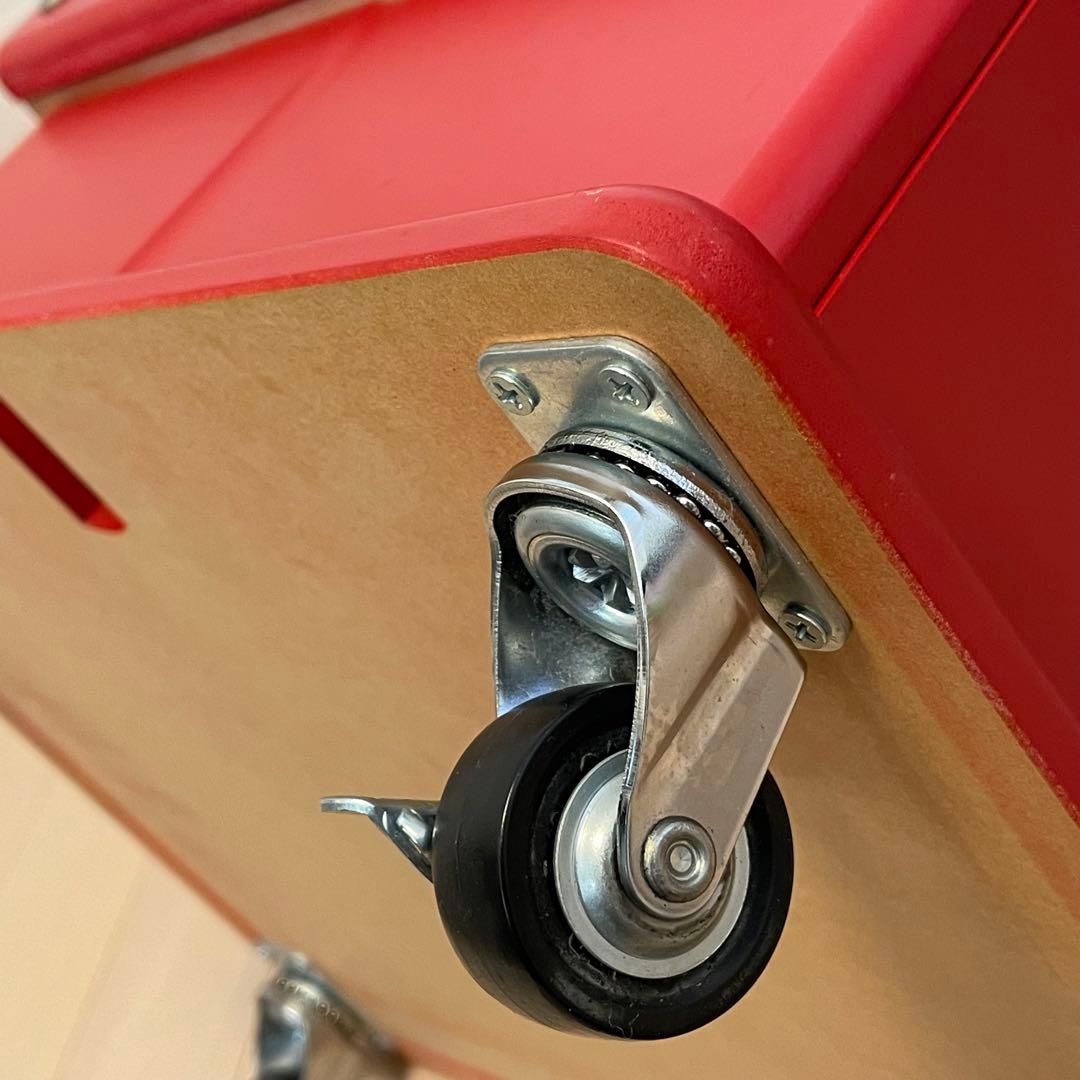 木製収納ロボ ロビット レッド 収納家具キャスター付き