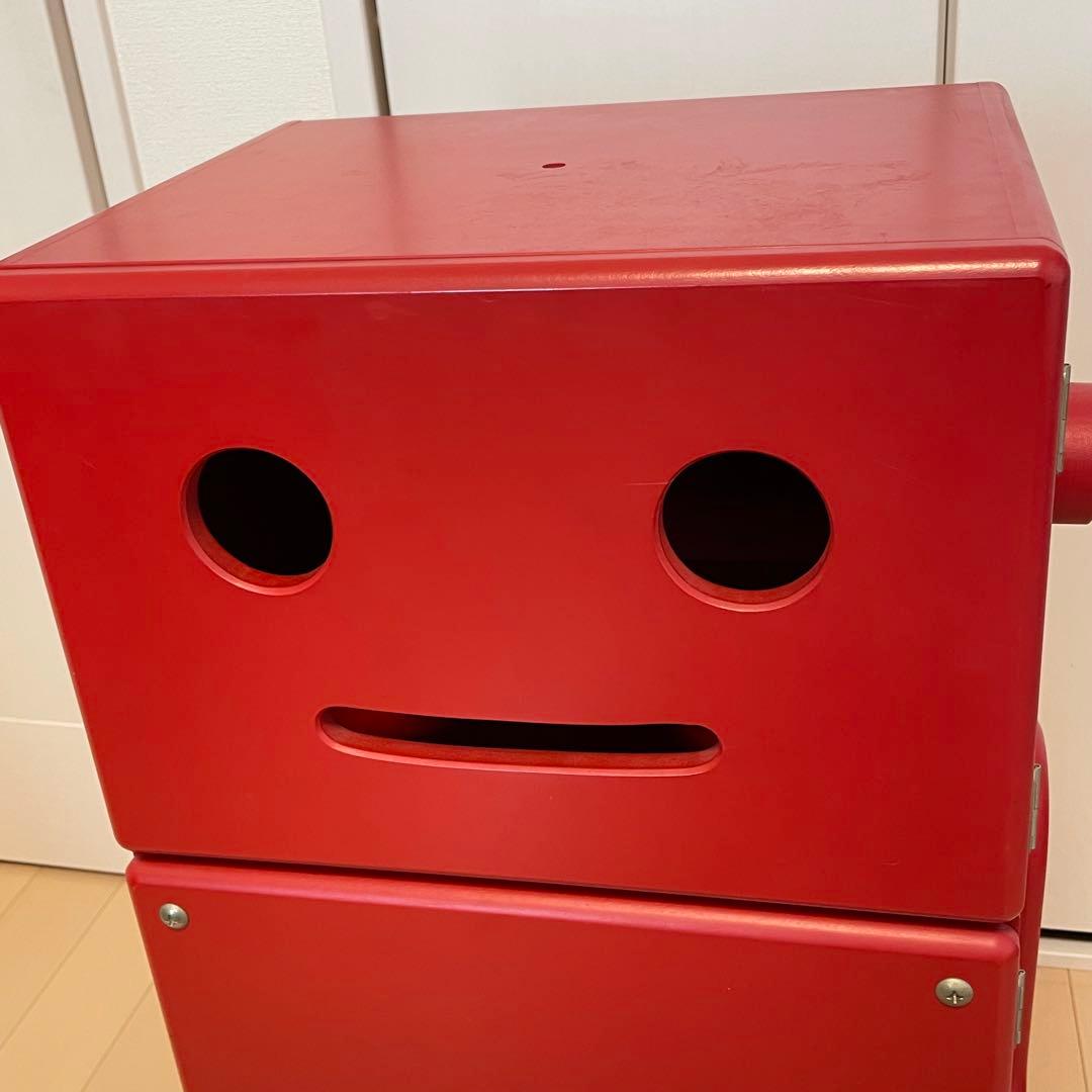 木製収納ロボ ロビット レッド 収納家具キャスター付き