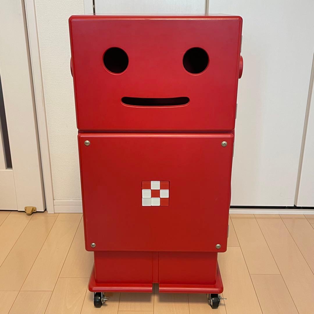 木製収納ロボ ロビット レッド 収納家具キャスター付き