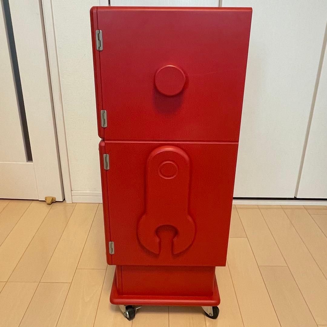 木製収納ロボ ロビット レッド 収納家具キャスター付き