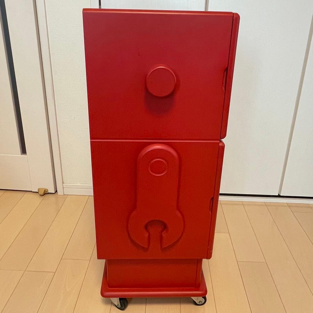 木製収納ロボ ロビット レッド 収納家具キャスター付き