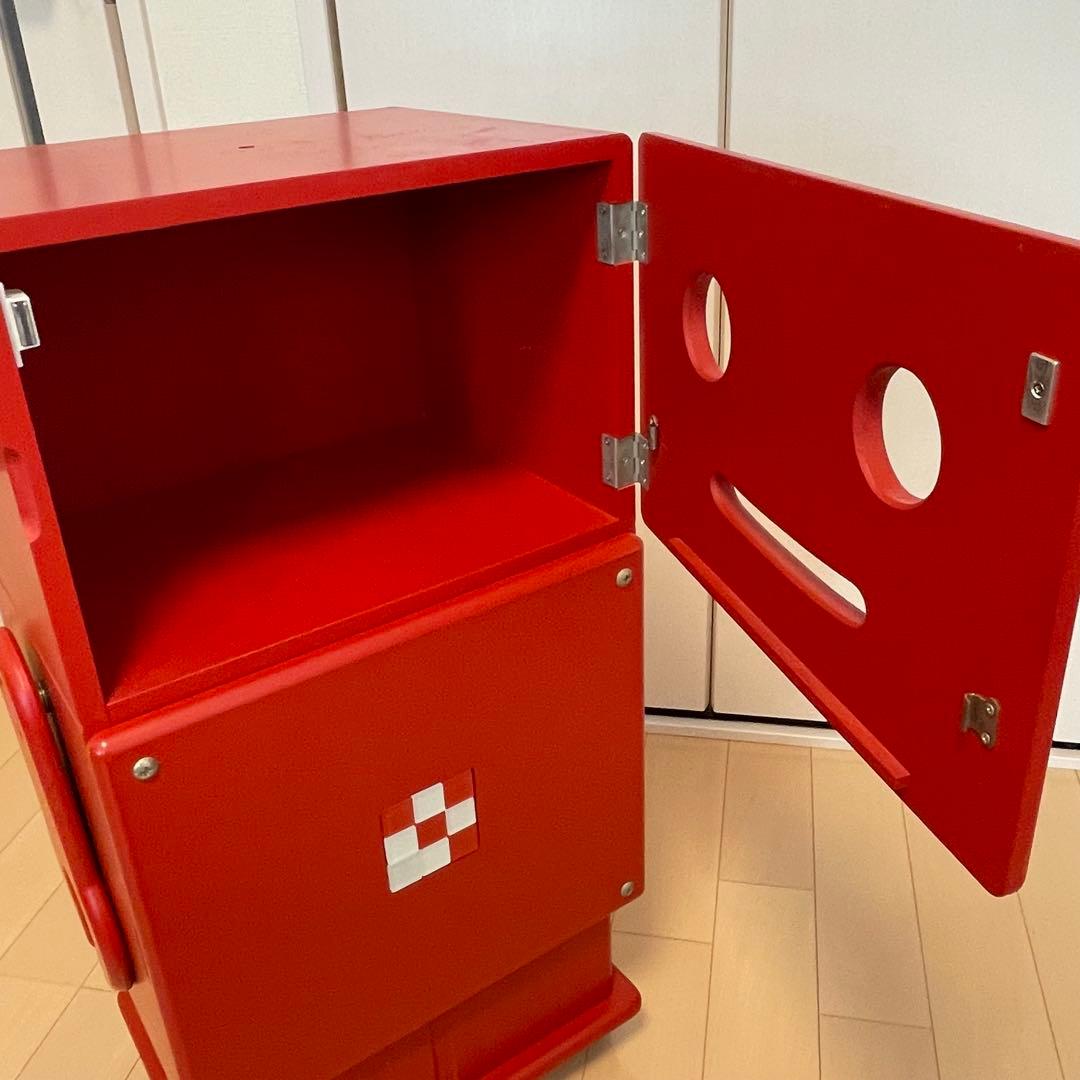 木製収納ロボ ロビット レッド 収納家具キャスター付き
