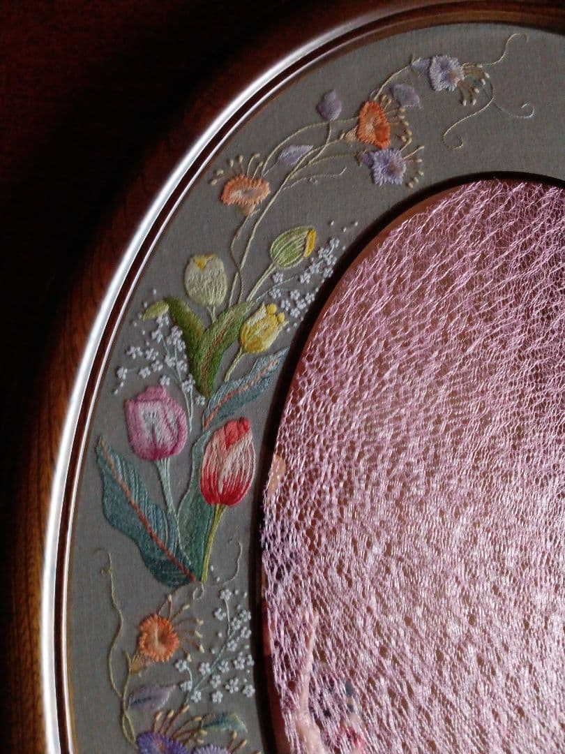 戸塚刺繡入 鏡 楕円形