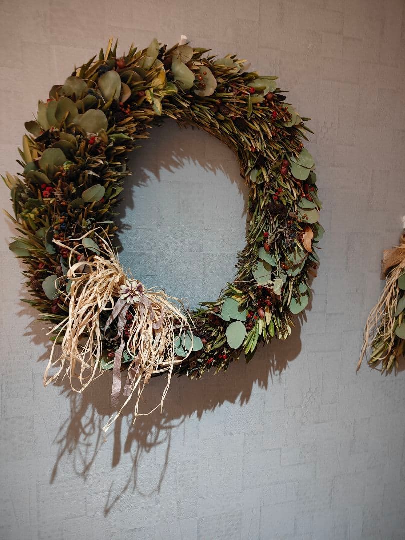 特大リース 直径55cm &スワッグセット オリーブ ユーカリポポラスお正月飾り