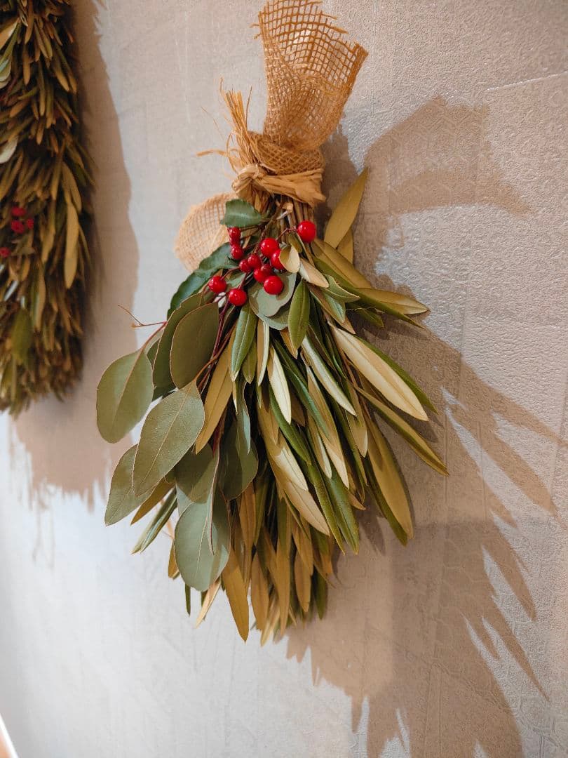 特大リース 直径55cm &スワッグセット オリーブ ユーカリポポラスお正月飾り