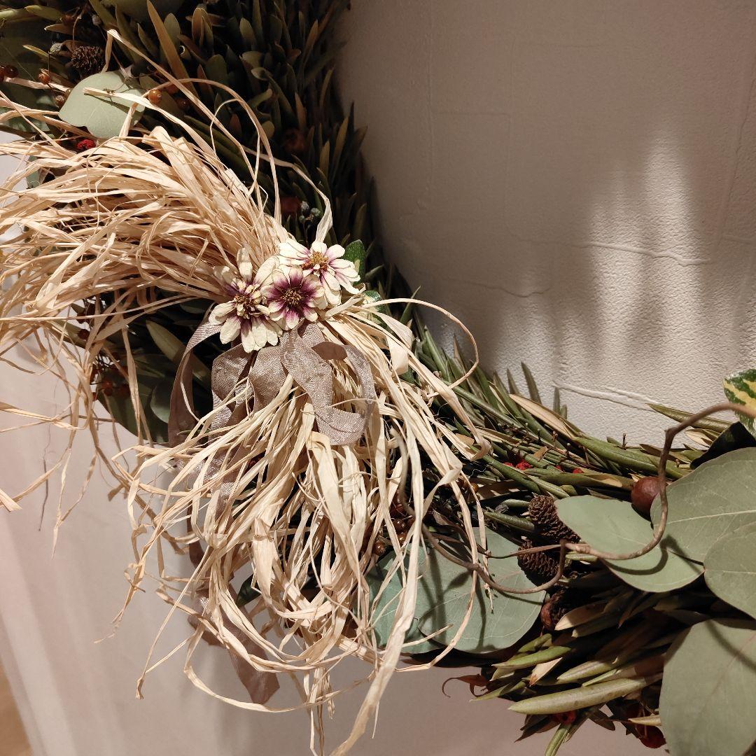 特大リース 直径55cm &スワッグセット オリーブ ユーカリポポラスお正月飾り