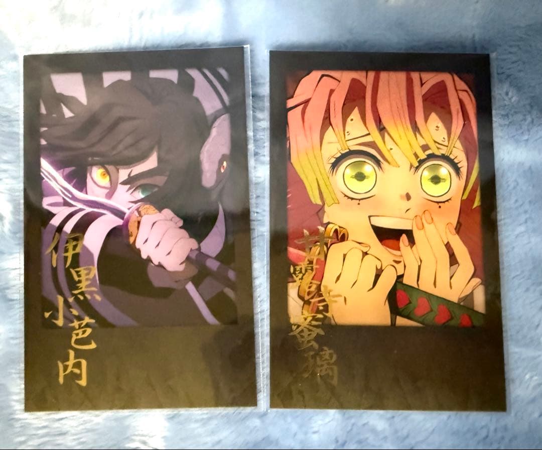 鬼滅の刃 ダイニング 箔押しチェキ風ブロマイド 伊黒小芭内 甘露寺蜜璃