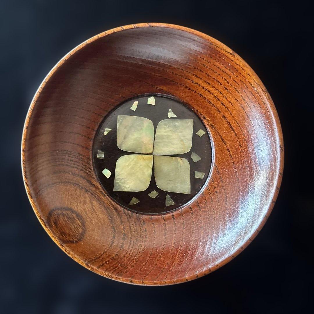 小島雄四郎 螺鈿 欅 小茶托 5枚組 民芸 木箱入 黒田辰秋