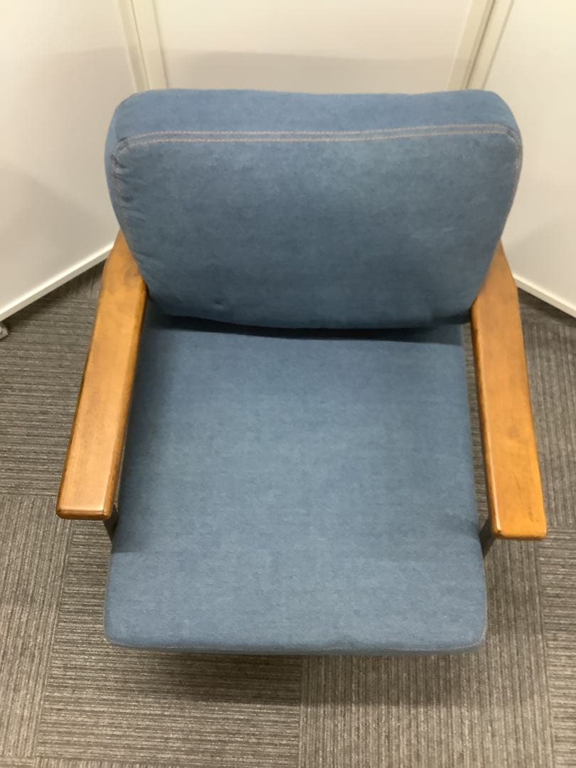 かな 1人掛けソファ 肘掛け付き デニム調 ジーンズ調（★）