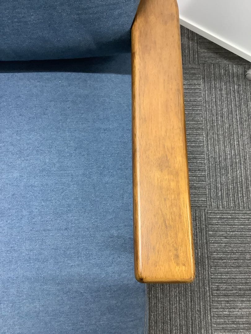 かな 1人掛けソファ 肘掛け付き デニム調 ジーンズ調（★）