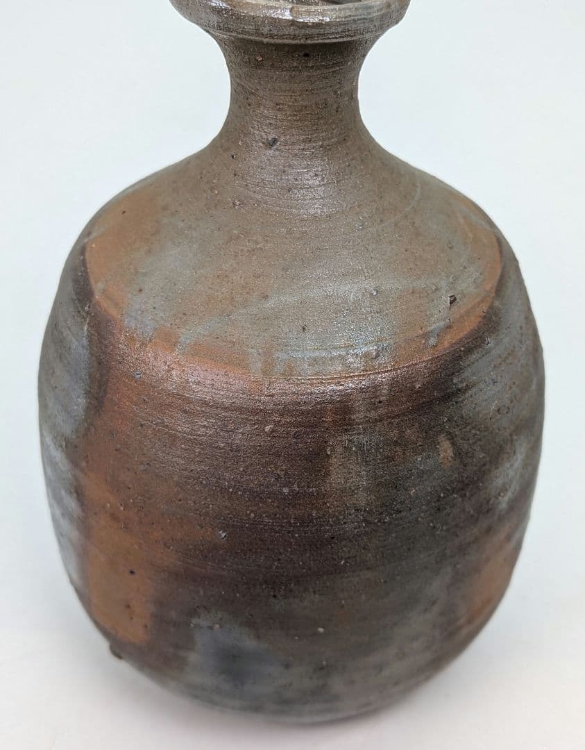 備前市無形文化財 榊原清人 備前焼 銀彩徳利花入 共箱 とっくり 一輪挿し花瓶