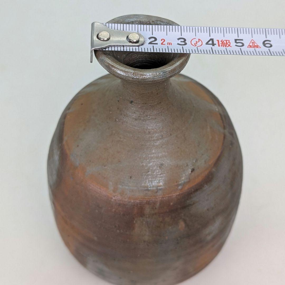 備前市無形文化財 榊原清人 備前焼 銀彩徳利花入 共箱 とっくり 一輪挿し花瓶