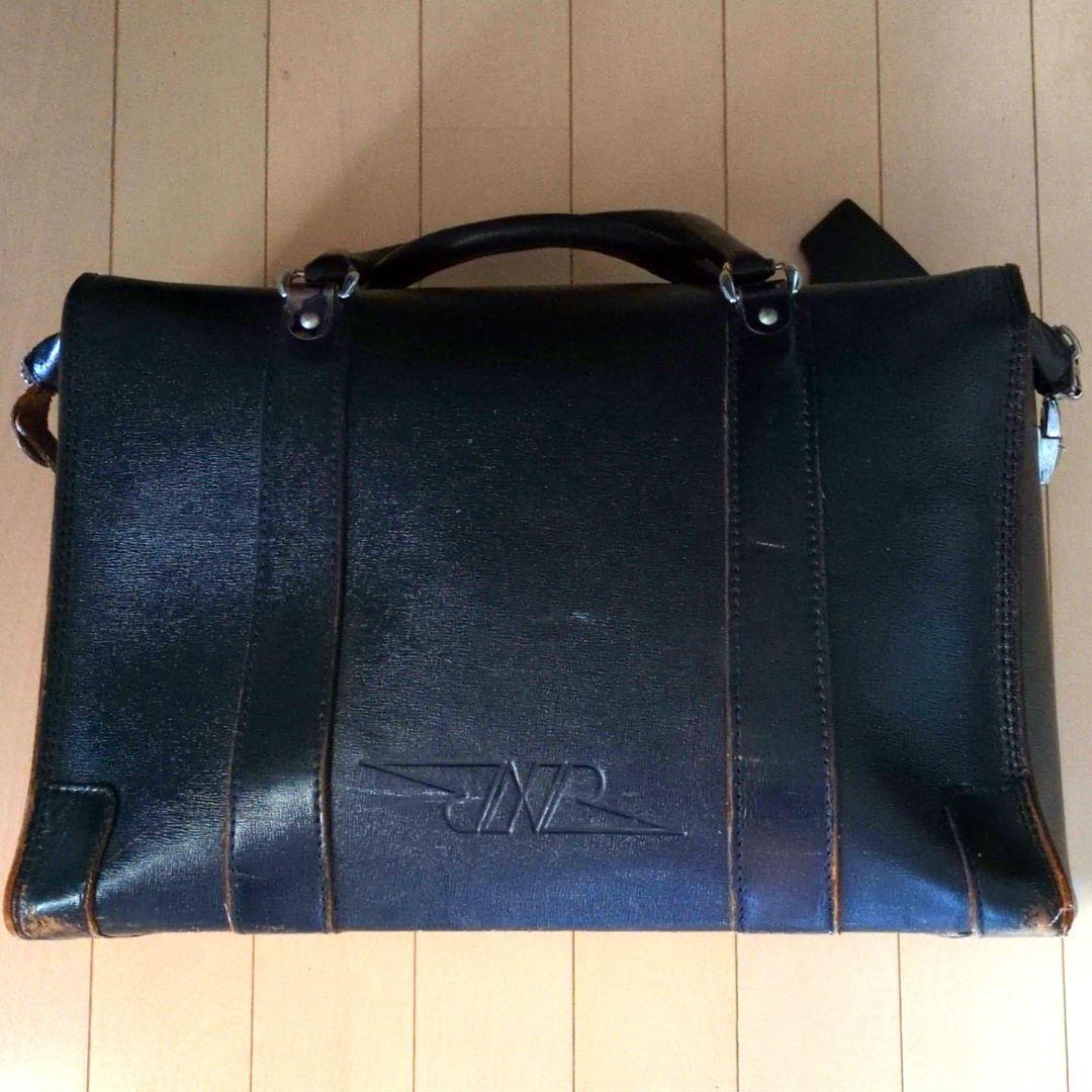 鉄道関連グッズ：鉄道カバン 国鉄 JNR ブラック レザーバック(皮製