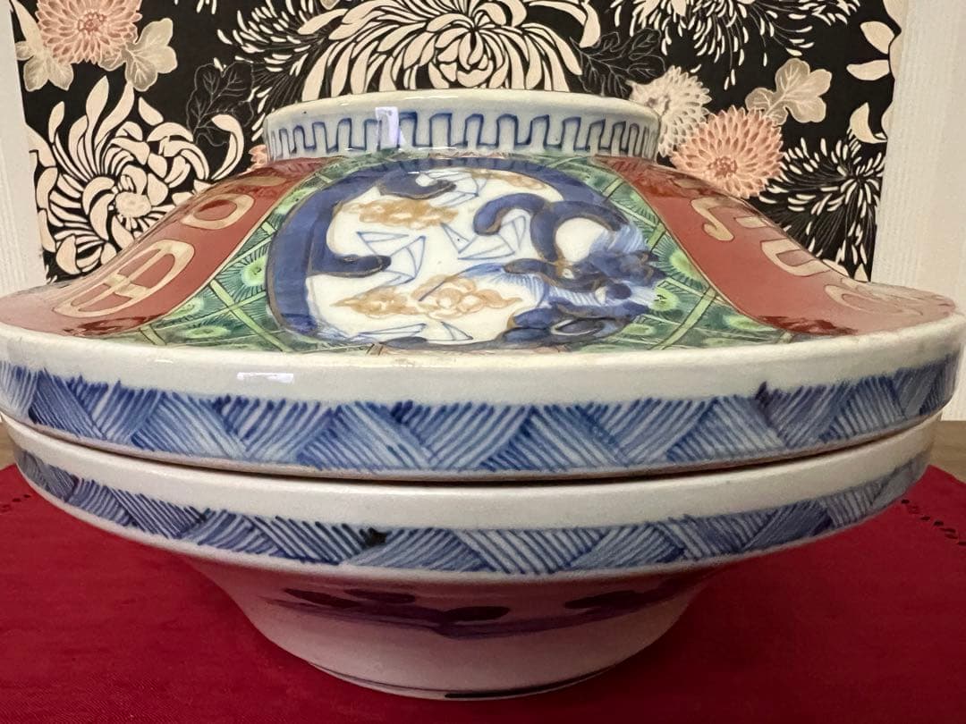 骨董　古伊万里　色絵　蓋物　大鉢　食籠　重箱　菓子器　金彩　染付　福寿牡丹絵