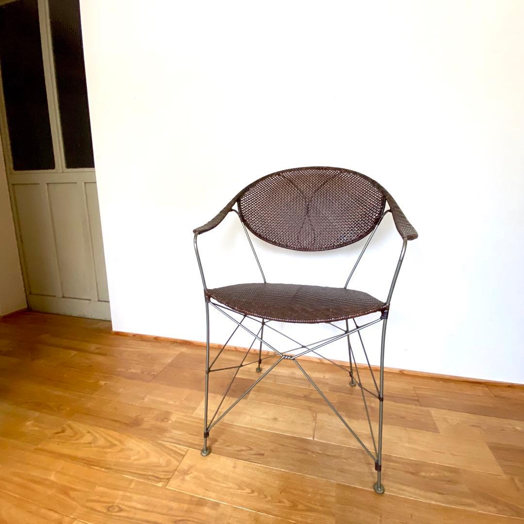 ラタン×スチール アームチェア YAMAKAWA RATTAN 旧モデル推定