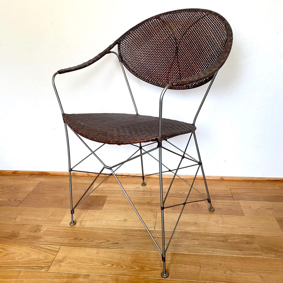 ラタン×スチール アームチェア YAMAKAWA RATTAN 旧モデル推定
