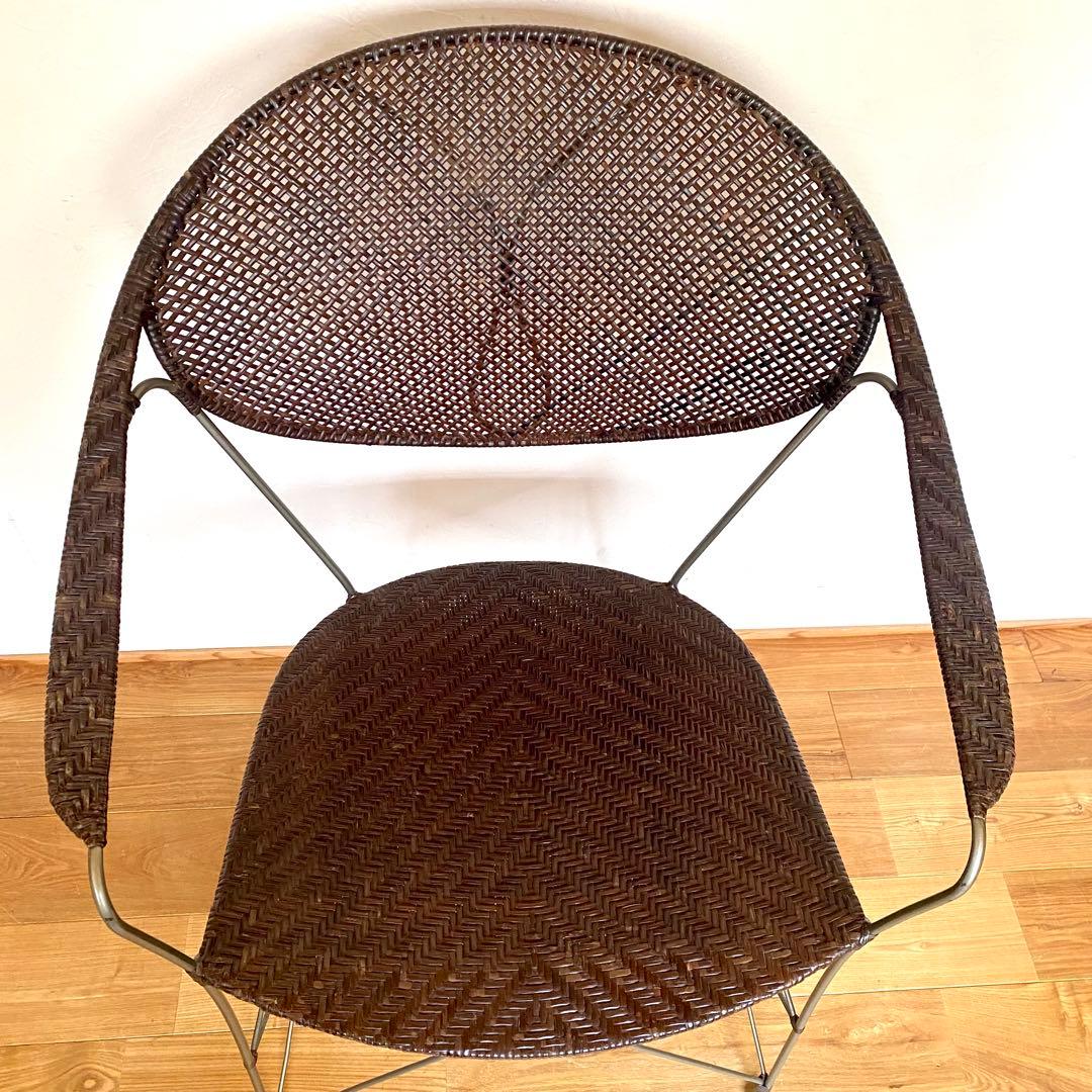 ラタン×スチール アームチェア YAMAKAWA RATTAN 旧モデル推定