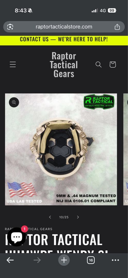 Raptor Tactical 防弾ヘルメット